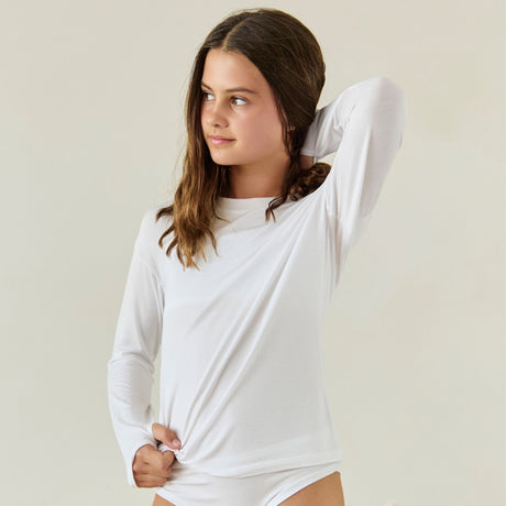 Kids’ Ultra Soft TENCEL™ Micro Modal Long Sleeve Thumb-Tee | Cloth Diapers | Just Peachy