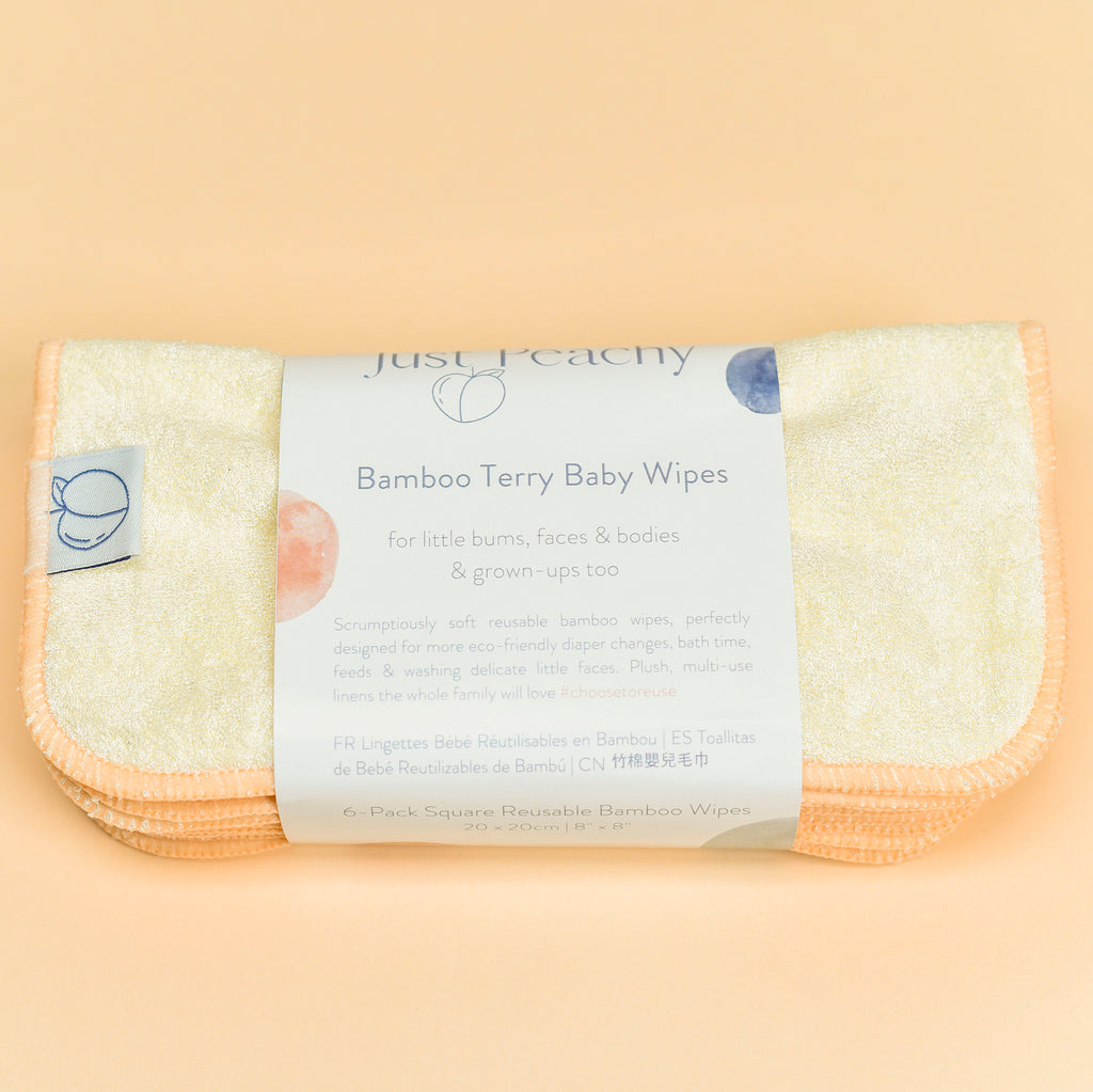 Bamboo Terry Reusable Baby Wipes 6-Pack | Cloth Diapers | Just Peachy