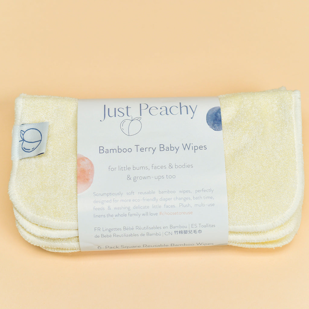 Bamboo Terry Reusable Baby Wipes 6-Pack | Cloth Diapers | Just Peachy