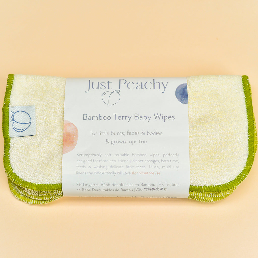 Bamboo Terry Reusable Baby Wipes 6-Pack | Cloth Diapers | Just Peachy